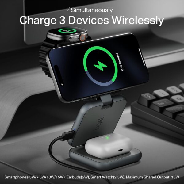 boAt New Launch FlexCharge 360 Wireless 3-in-1 23W Charger; ...