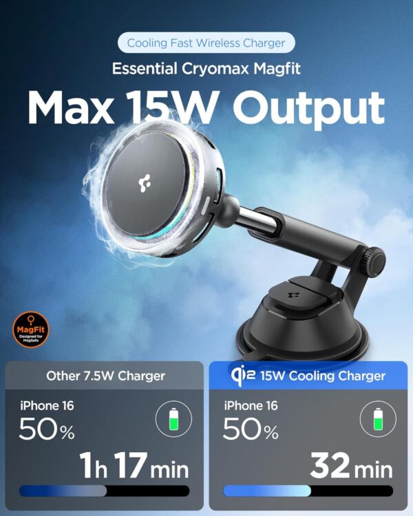 Spigen Qi2 15w Magnetic Car Mount Charger Dashboard Type wit...