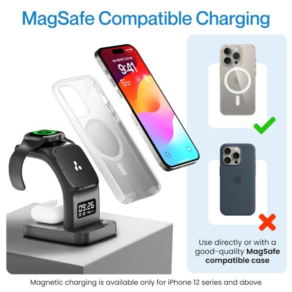 Ambrane 22.5W Magnetic Magsafe 3In1 Wireless Charger for 16/...