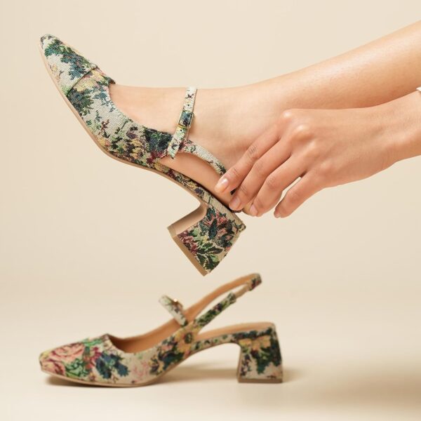 Theater Women Mary Jane Block Heels | Square Toe Slingback S...