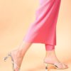 JM LOOKS Women's Square Open Toe Rhinestone Spool Heels Sand...