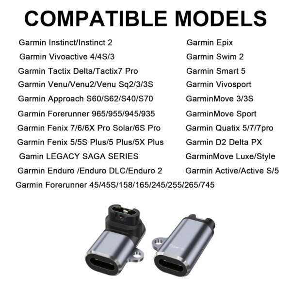 Meliya Charger Type C Adapter for Garmin Watch, USB C Cable ...