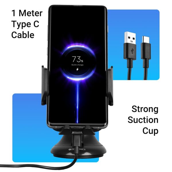 ZEBRONICS WCC100, Wireless Smartphones Car Charger, 15W Fast...