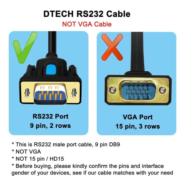 DTECH USB to Serial Adapter DB9 RS232 Cable Prolific Chip PL...