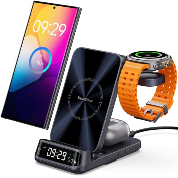 SwanScout 708S Wireless Charging Station for Samsung S25/Wat...