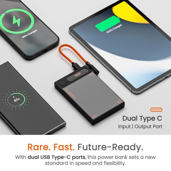 HAMMER 10000mAh MagSafe Power Bank, 15W Wireless Charging (M...