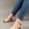STEPIZIA Shiny Sequin Diamond Strap Block Heels Sandal for W...
