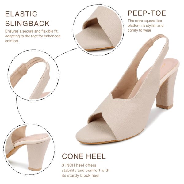 TRASE Ankle Strap Pointed Toe Block Heel Pumps Sandals For W...