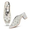 JM LOOKS Women Rhinestone Embellished Block Heels Slip-On Po...