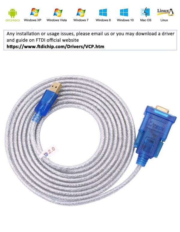 DTECH USB to Serial Adapter 3M USB to RS232 DB9 Female Cable...