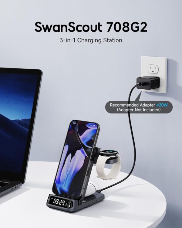 SwanScout Wireless Charger for Pixel Watch 3/2/Fitbit Versa ...