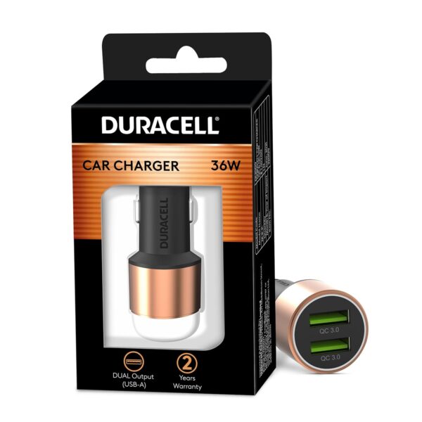 Duracell 36W Fast Car Charger Adapter with Dual USB Port. Qu...