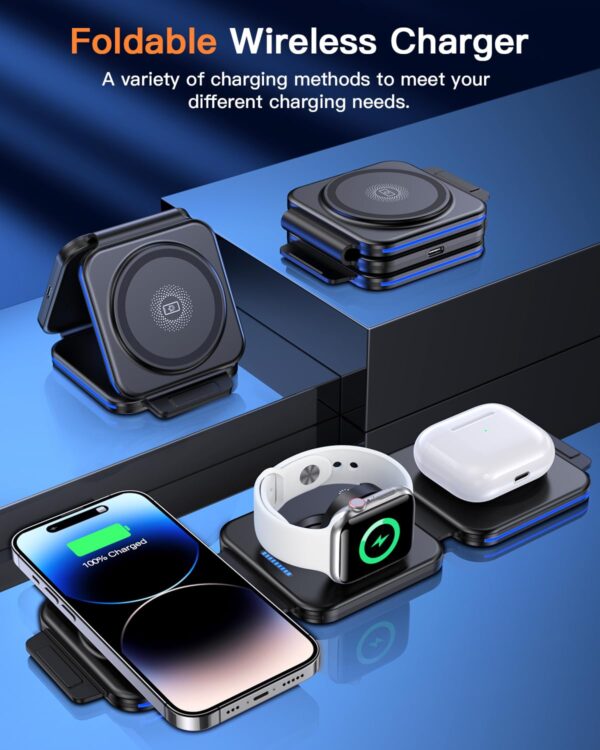 ZUMSEY 3 in 1 Foldable Wireless Charger, Magnetic Charging S...