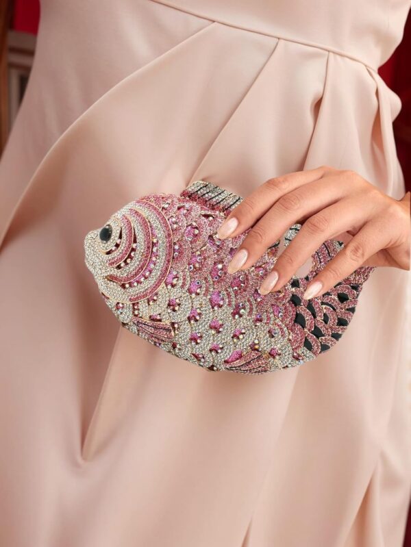 Tngan Women Mini Fish Clutch Luxury Rhinestones Purse Sparkl...