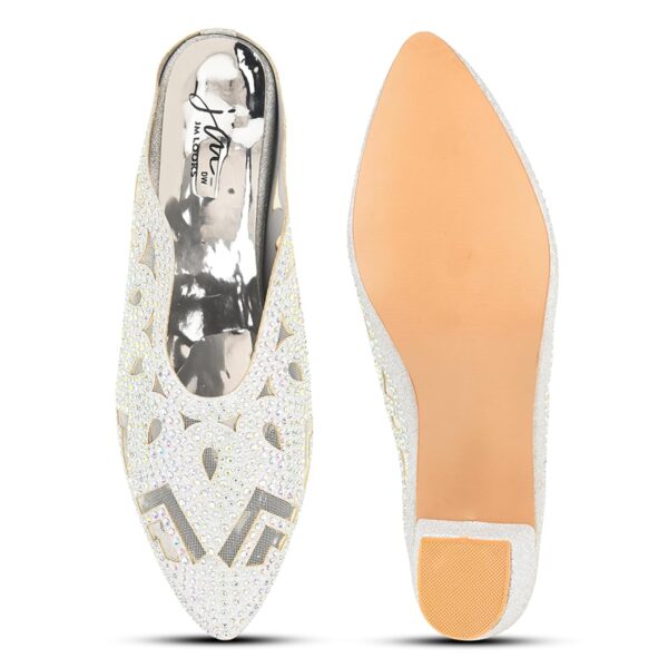 JM LOOKS Women Rhinestone Embellished Block Heels Slip-On Po...
