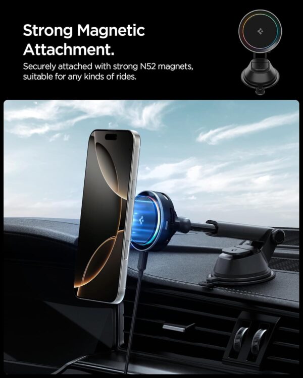 Spigen Qi2 15w Magnetic Car Mount Charger Dashboard Type wit...