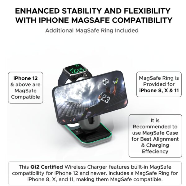 Amkette PowerPro Air 920, 3-in-1 Qi2 Certified 23W Magsafe W...