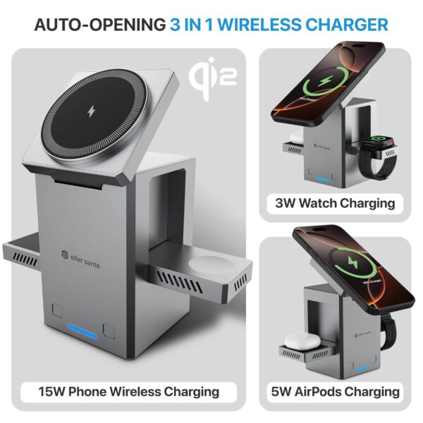 eller santé® Qi2 Certified 3in1 Wireless Charger 23W MagSafe...