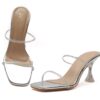 SHEYEL Women’s Transparent Block Heels | Silver Strap Party ...