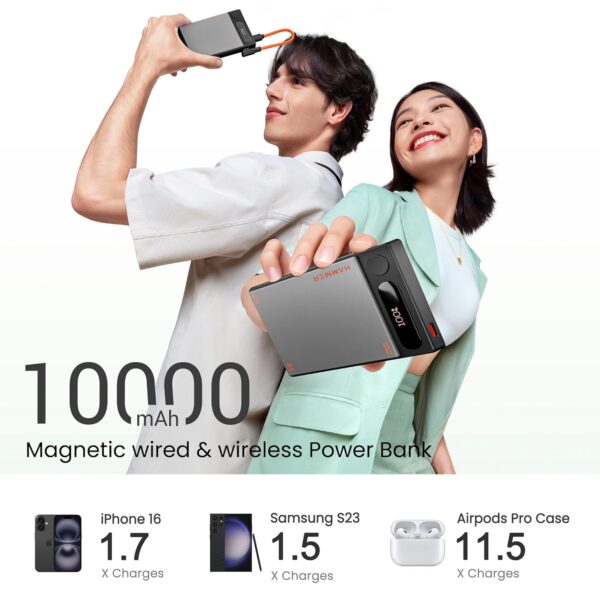HAMMER 10000mAh MagSafe Power Bank, 15W Wireless Charging (M...