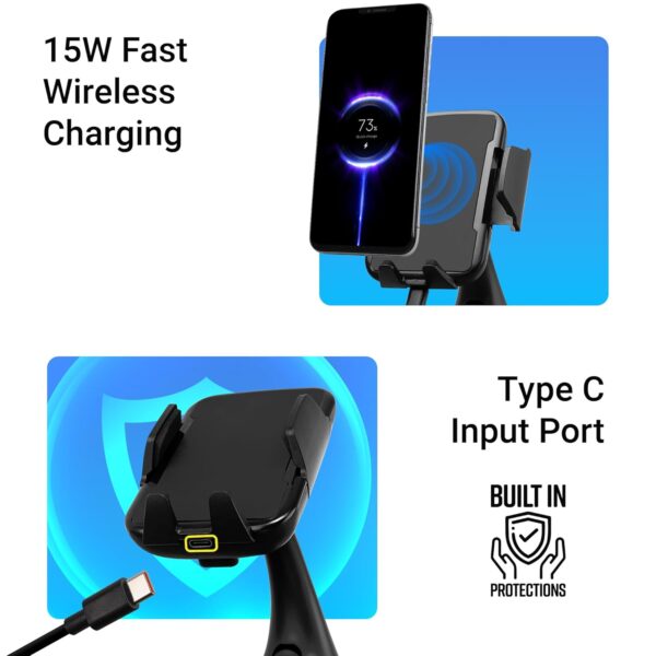 ZEBRONICS WCC100, Wireless Smartphones Car Charger, 15W Fast...