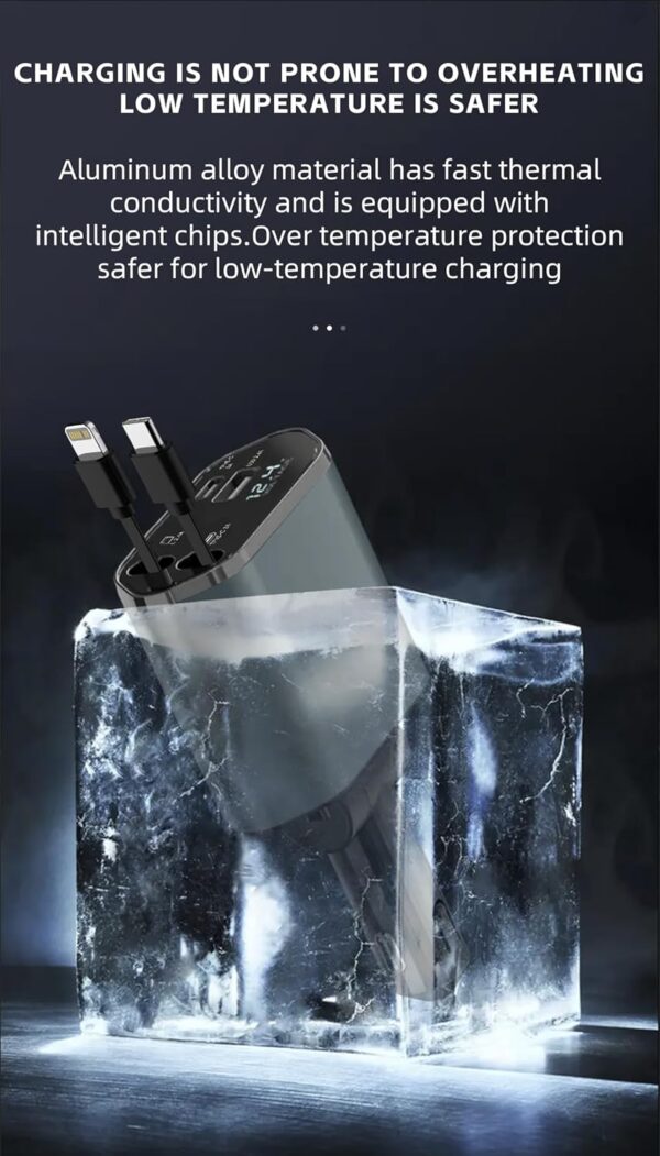 DUDAO R5C Retractable Car Charger, 4 in 1 Fast Car Phone Cha...