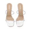 SHEYEL Women’s Transparent Block Heels | Silver Strap Party ...