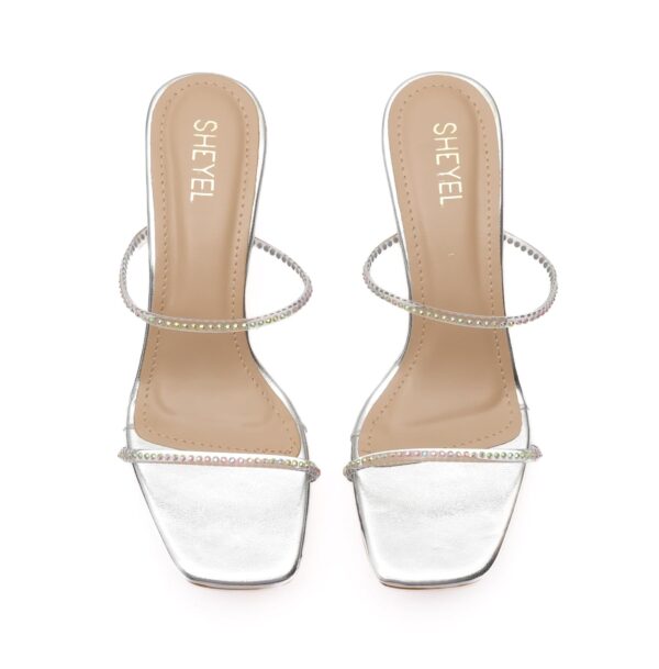 SHEYEL Women’s Transparent Block Heels | Silver Strap Party ...