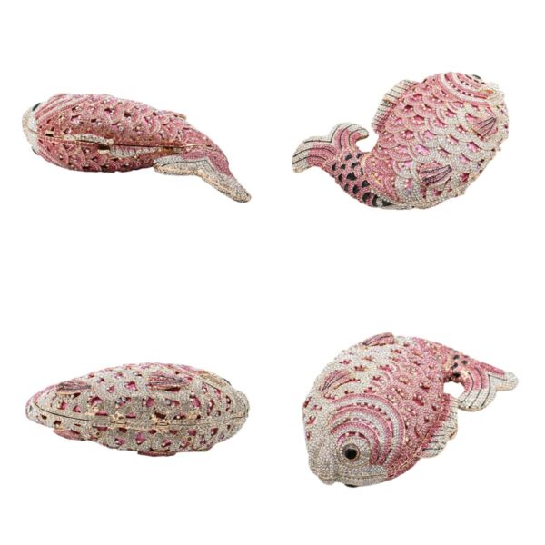 Tngan Women Mini Fish Clutch Luxury Rhinestones Purse Sparkl...