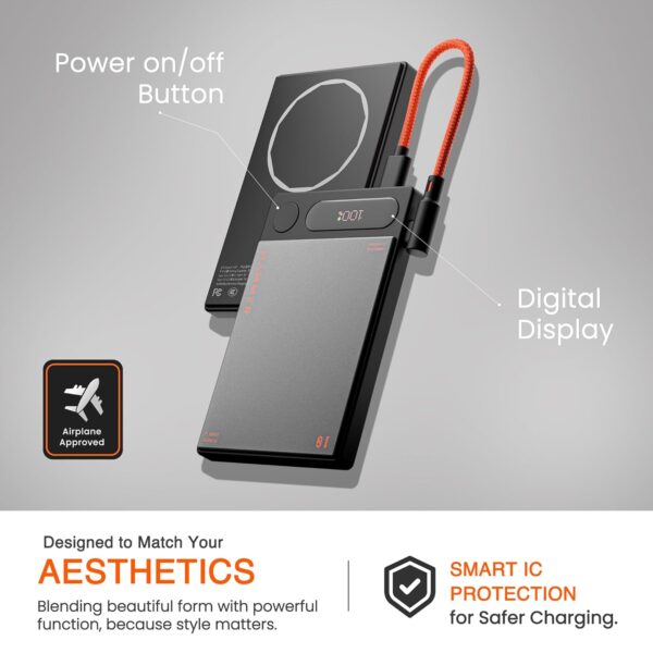 HAMMER 10000mAh MagSafe Power Bank, 15W Wireless Charging (M...