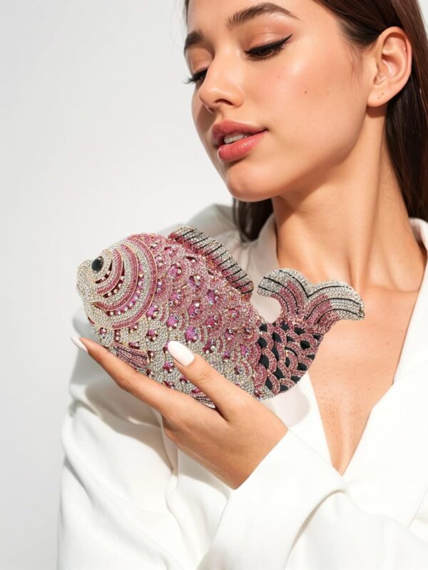 Tngan Women Mini Fish Clutch Luxury Rhinestones Purse Sparkl...