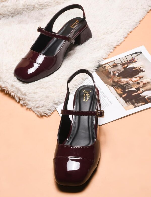 JM LOOKS Women’s Square Toe Block Heel Mules with Adjustable...