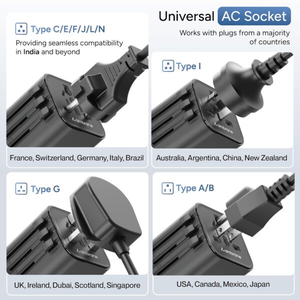 Ambrane Universal Travel Socket, International All in One Wo...