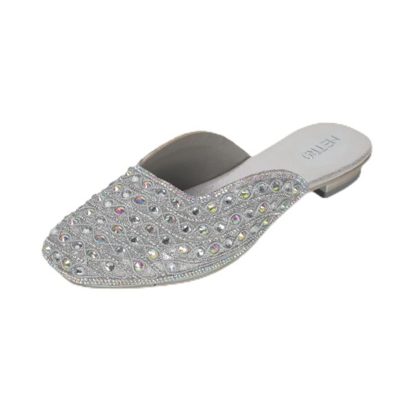 Metro Women's Silver Slip On closure Ethnic - Mojaris with B...