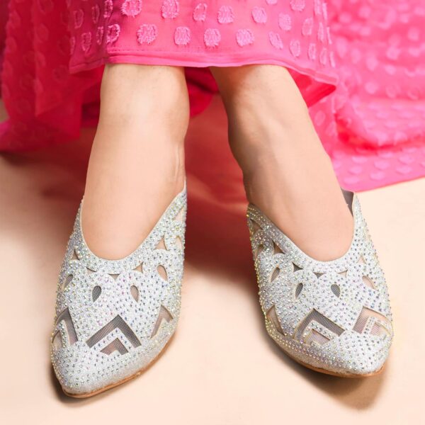 JM LOOKS Women Rhinestone Embellished Block Heels Slip-On Po...