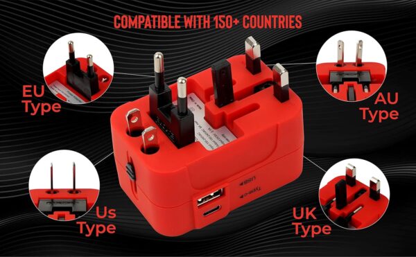 rts 224+ Countries Universal Travel Adapter with USB-C Type ...