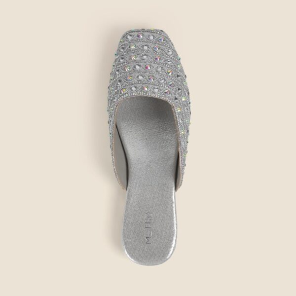 Metro Women's Silver Slip On closure Ethnic - Mojaris with B...