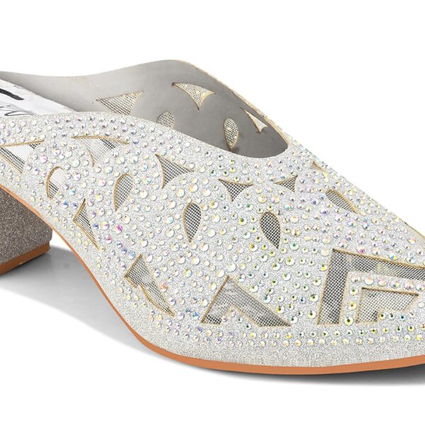 JM LOOKS Women Rhinestone Embellished Block Heels Slip-On Po...