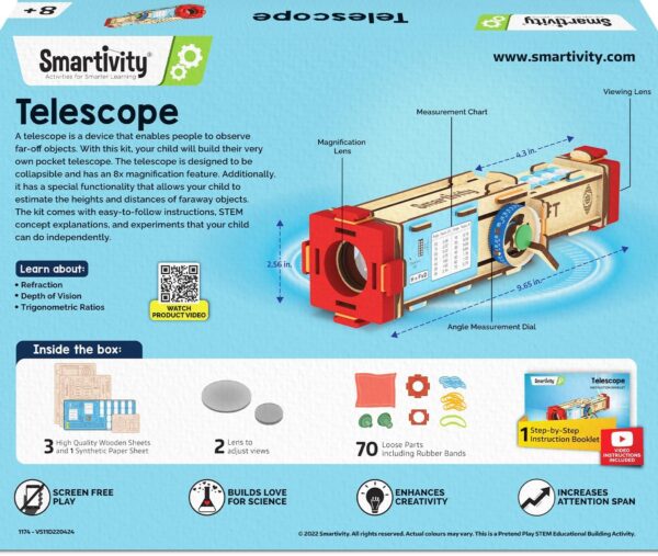 Smartivity Telescope Toy for Kids Age 8, 9, 10, 11, 12, 13, ...
