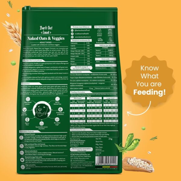 Bark Out Loud Veg Adult Dog Food for Medium & Large Breeds -...
