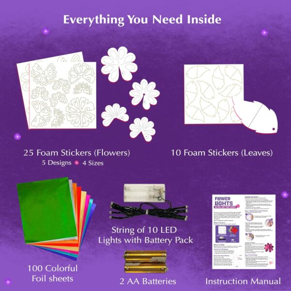 Chalk and Chuckles Flower Lights – DIY Foil Art Craft Kit fo...