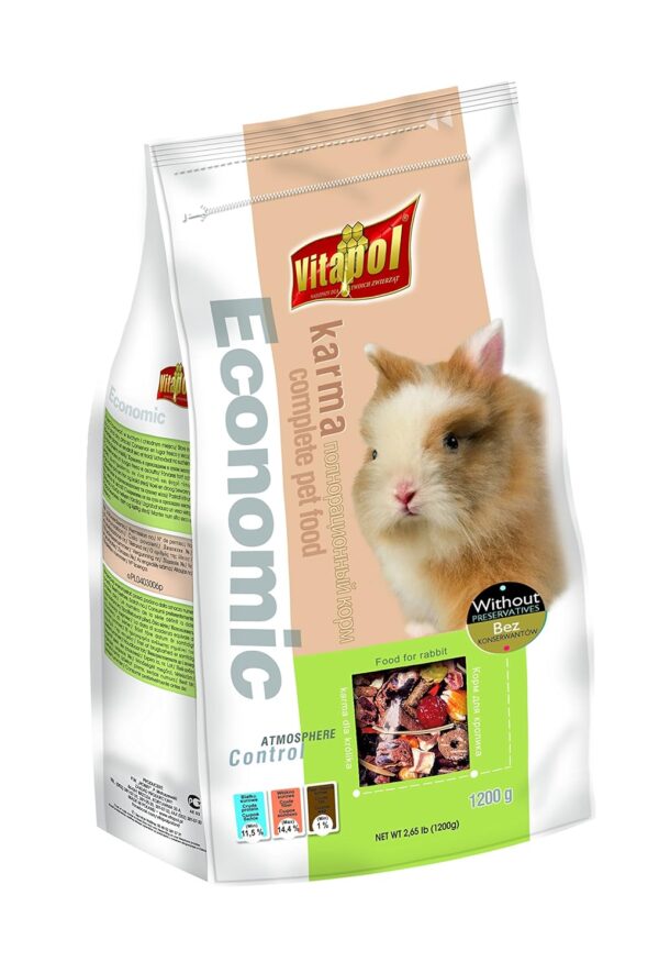 81zB1EClcIL._SL1500_.jpg Vitapol Economic Food for Rabbits 1200 Gram High-Fiber Compl...