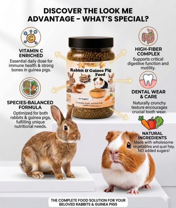 Look Me Rabbit Guinea Pig Food 600g Pack of 2 | Premium High...