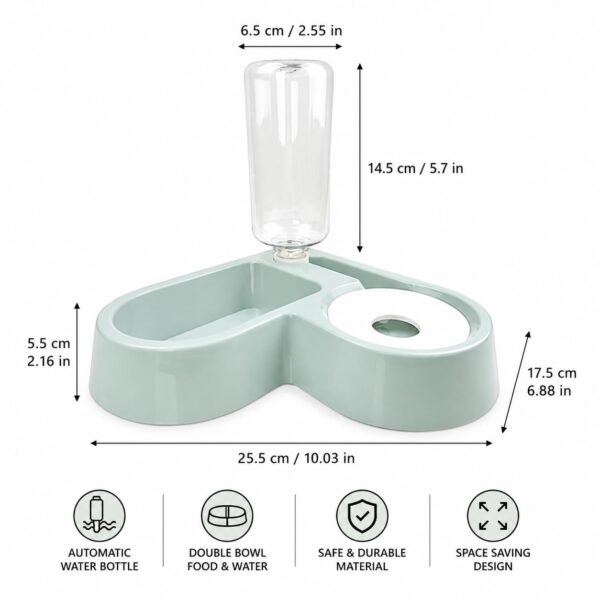 Pet Double Bowl Feeder with Automatic Water Bottle - Multifu...