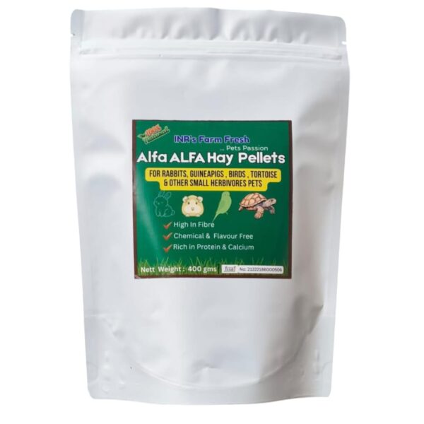 51tys-fXyL._SL1080_.jpg INR's Farm Fresh Alfalfa Hay Pellets, 400g, Natural Food for...
