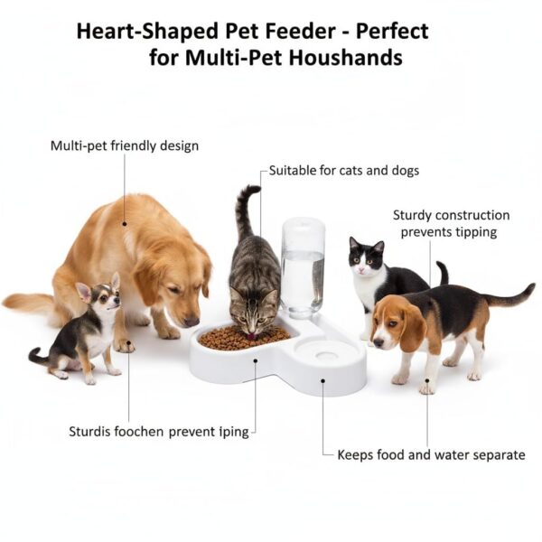 Pet Double Bowl Feeder with Automatic Water Bottle - Multifu...