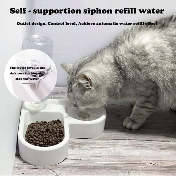 Pet Double Bowl Feeder with Automatic Water Bottle - Multifu...
