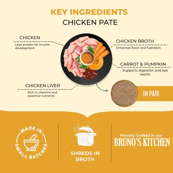 61LyEYy7nL._SL1000_.jpg Brunos Dog Wet Food Chicken Pate – 170g (Pack of 3)|for Adul...