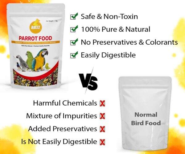 BOLTZ Food for Big Parrot, African Grey, Sun Conure, Macaw, ...