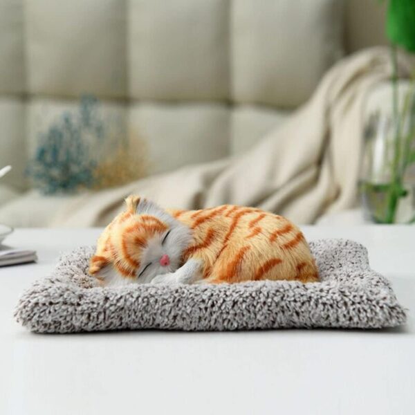 61SlbAE0lML._SL1300_.jpg Cute Sleeping Cat Soft Toy with Meow Sound,Cushion for Car D...